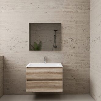 Boss & Wessing ACTIE BWS Badmeubel | Paris | Canyon Oak 80 cm | Hoogglans Wit Wastafel | 1 Kraangat