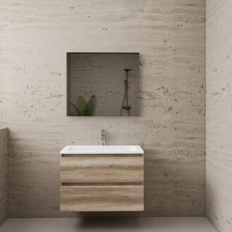 Boss & Wessing ACTIE BWS Badmeubel | Paris | Canyon Oak 80 cm | Mat Wit Wastafel | 1 Kraangat