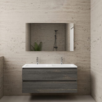 Boss & Wessing ACTIE BWS Badmeubel | Paris | Frey Oak 120 cm | Mat Wit Wastafel | 2 Kraangaten