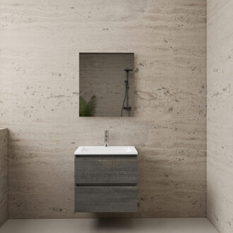 Boss & Wessing ACTIE BWS Badmeubel | Paris | Frey Oak 60 cm | Mat Wit Wastafel | 1 Kraangat