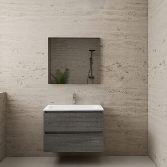 Boss & Wessing ACTIE BWS Badmeubel | Paris | Frey Oak 80 cm | Mat Wit Wastafel | 1 Kraangat