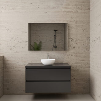 Boss & Wessing ACTIE BWS Badmeubel | Paris | Hoogglans Antraciet | 100 cm | met topplaat