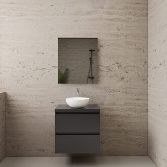 Boss & Wessing ACTIE BWS Badmeubel | Paris | Hoogglans Antraciet | 60 cm | met topplaat