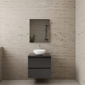 Boss & Wessing ACTIE BWS Badmeubel | Paris | Hoogglans Antraciet | 60 cm | met topplaat