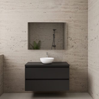 Boss & Wessing ACTIE BWS Badmeubel | Paris | Mat Zwart | 100 cm | met topplaat