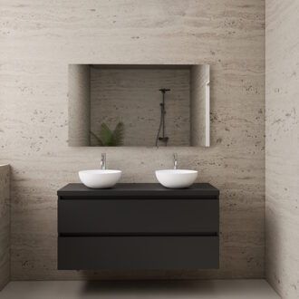 Boss & Wessing ACTIE BWS Badmeubel | Paris | Mat Zwart | 120 cm | met topplaat