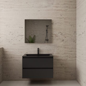 Boss & Wessing ACTIE BWS Badmeubel | Paris | Mat Zwart 80 cm | Mat Zwart Wastafel | 1 Kraangat