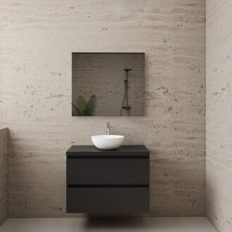 Boss & Wessing ACTIE BWS Badmeubel | Paris | Mat Zwart | 80 cm | met topplaat