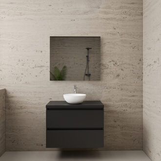 Boss & Wessing ACTIE BWS Badmeubel | Paris | Mat Zwart | 80 cm | met topplaat