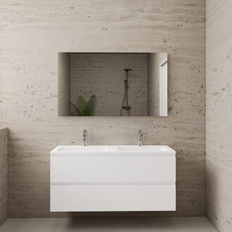 Boss & Wessing ACTIE BWS Badmeubel | Paris | Wit 120 cm | Hoogglans Wit Wastafel | 2 Kraangaten