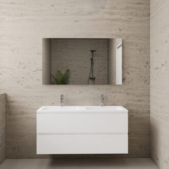 Boss & Wessing ACTIE BWS Badmeubel | Paris | Wit 120 cm | Hoogglans Wit Wastafel | 2 Kraangaten