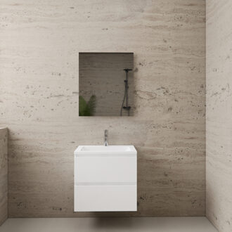 Boss & Wessing ACTIE BWS Badmeubel | Paris | Wit 60 cm | Hoogglans Wit Wastafel | 1 Kraangat