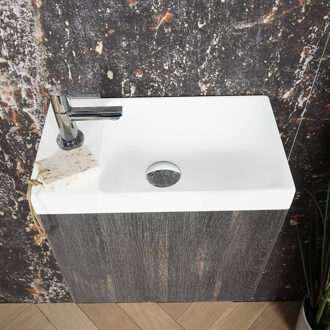 Boss & Wessing ACTIE BWS Fonteinmeubel | Paris | 40cm | Fontein Mat Wit | Zwart Eiken