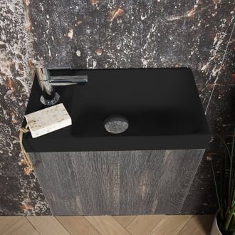 Boss & Wessing ACTIE BWS Fonteinmeubel | Paris | 40cm | Fontein Mat Zwart | Zwart Eiken