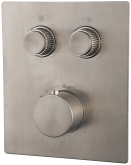 Boss & Wessing Afbouwdeel Inbouwthermostaat BWS Caral Klik Pro 2-weg Geborsteld Staal