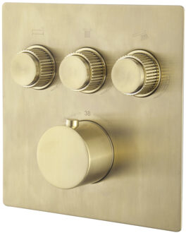 Boss & Wessing Afbouwdeel Inbouwthermostaat BWS Caral Klik Pro 3-weg Geborsteld Messing