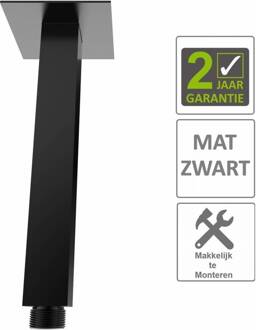 Boss & Wessing AQS Douchearm Luxe Vierkant Plafondbevestiging 20 cm Mat Zwart Boss & Wessing