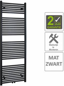 Boss & Wessing AQS Sierradiator Elvira 60x181 cm Middenonder Aansluiting Mat Zwart Boss & Wessing