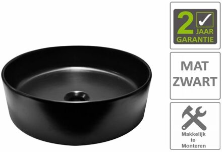 Boss & Wessing AQS Waskom Mono Opzet Model Rond Diameter 40 cm Mat Zwart Boss & Wessing