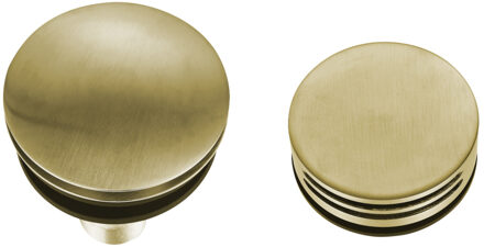 Boss & Wessing Badafvoerplug Set BWS tbv Badoverloopcombinatie Met Vulfunctie Rond Geborsteld Messing Goud
