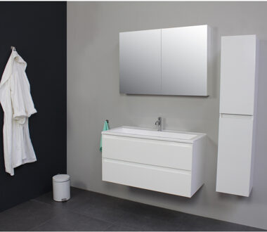 Boss & Wessing Badkamermeubel Boss & Wessing Pepper Acryl Wastafel Met Kraangat 100x55x46 cm Wit Boss & Wessing