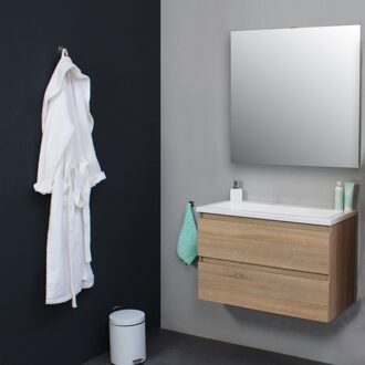 Boss & Wessing Badkamermeubel Boss & Wessing Pepper Acryl Wastafel Zonder Kraangat 80x55x46 cm Eiken Boss & Wessing