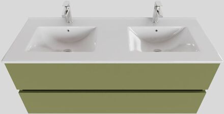 Boss & Wessing Badkamermeubel BWS Helsinki 120x46 cm Keramiek Dubbel Mat Groen 2 Laden (2 kraangaten)