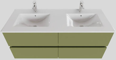 Boss & Wessing Badkamermeubel BWS Helsinki 120x46 cm Keramiek Dubbel Mat Groen 4 Laden (2 kraangaten)