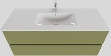 Boss & Wessing Badkamermeubel BWS Helsinki 120x46 cm Keramiek Midden Mat Groen 2 Laden (1 kraangat)
