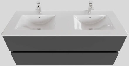 Boss & Wessing Badkamermeubel BWS Helsinki 120x46cm Keramiek Dubbel Mat Antraciet 2 Laden (2 kraangaten)