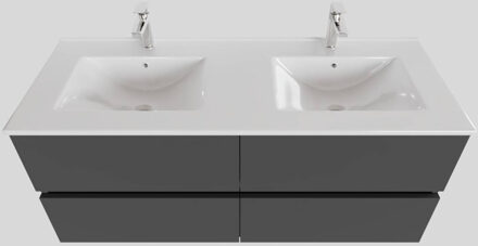 Boss & Wessing Badkamermeubel BWS Helsinki 120x46cm Keramiek Dubbel Mat Antraciet 4 Laden (2 kraangaten)