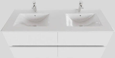 Boss & Wessing Badkamermeubel BWS Helsinki 120x46cm Keramiek Dubbel Mat Wit 4 Laden (2 kraangaten)