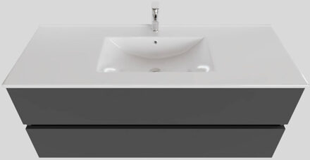 Boss & Wessing Badkamermeubel BWS Helsinki 120x46cm Keramiek Midden Mat Antraciet 2 Laden (1 kraangat)