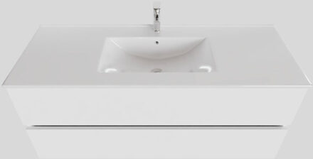 Boss & Wessing Badkamermeubel BWS Helsinki 120x46cm Keramiek Midden Mat Wit 2 Laden (1 kraangat)