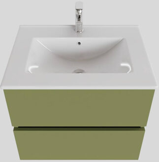 Boss & Wessing Badkamermeubel BWS Helsinki 60x46 cm Keramiek Mat Groen 2 Laden (1 kraangat)