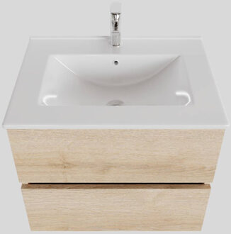 Boss & Wessing Badkamermeubel BWS Helsinki 60x46cm Keramiek Wood Washed Oak 2 Laden (1 kraangat) Houtlook