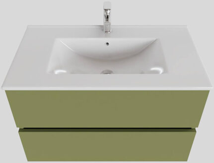 Boss & Wessing Badkamermeubel BWS Helsinki 80x46 cm Keramiek Mat Groen 2 Laden (1 kraangat)