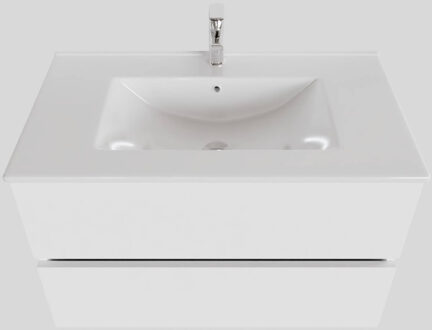 Boss & Wessing Badkamermeubel BWS Helsinki 80x46cm Keramiek Mat Wit 2 Laden (1 kraangat)