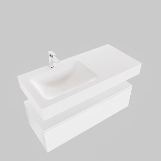 Boss & Wessing Badkamermeubel BWS Ibiza 100 cm Solid Surface Wastafel Mat Wit (zes varianten)