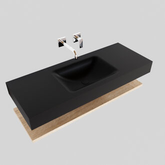 Boss & Wessing Badkamermeubel BWS Ibiza 120 cm met Washed Oak Planchet Solid Surface Wastafel Mat Zwart (acht varianten)