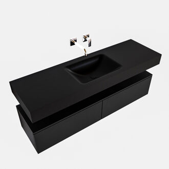 Boss & Wessing Badkamermeubel BWS Ibiza 150 cm Twee Soft-Close Lades Solid Surface Wastafel Mat Zwart (acht varianten)