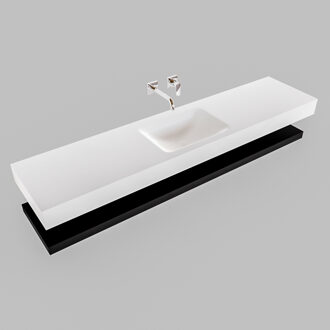 Boss & Wessing Badkamermeubel BWS Ibiza 200 cm met Mat Zwart Planchet Solid Surface Wastafel Mat Wit (acht varianten)