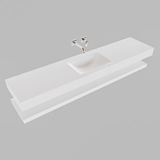 Boss & Wessing Badkamermeubel BWS Ibiza 200 cm met Planchet Solid Surface Mat Wit (acht varianten)