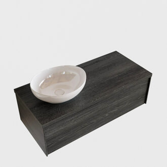 Boss & Wessing Badkamermeubel BWS Madrid Antraciet 100 cm met Topblad en Keramische Waskom Links (0 kraangaten)