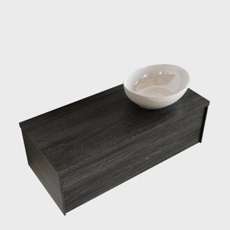 Boss & Wessing Badkamermeubel BWS Madrid Antraciet 100 cm met Topblad en Keramische Waskom Rechts (0 kraangaten)