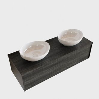 Boss & Wessing Badkamermeubel BWS Madrid Antraciet 120 cm met Topblad en Keramische Waskom Dubbel (0 kraangaten)