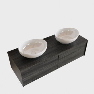 Boss & Wessing Badkamermeubel BWS Madrid Antraciet 120 cm met Topblad en Keramische Waskom Dubbel (2 lades, 0 kraangaten)