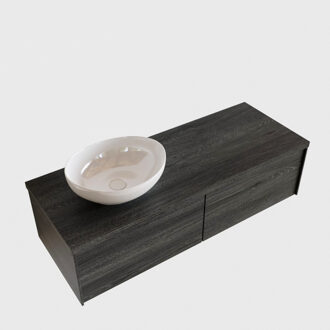 Boss & Wessing Badkamermeubel BWS Madrid Antraciet 120 cm met Topblad en Keramische Waskom Links (2 lades, 0 kraangaten)