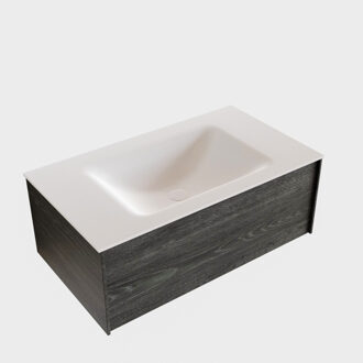 Boss & Wessing Badkamermeubel BWS Madrid Antraciet 80x45x30 cm Mat Witte Solid Surface Wastafel (0 kraangaten)