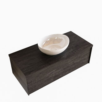 Boss & Wessing Badkamermeubel BWS Madrid Dark Brown 100 cm met Topblad en Keramische Waskom (0 kraangaten)